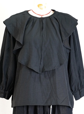 JCC studio日系外贸荷叶领公主领丝滑甜美风衬衫