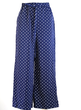 JCC STUDIO日系丝滑系绳松紧腰带里衬波点印花宽松阔腿裤休闲裤