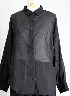 JCC STUDIO日系外贸薄纱宽松休闲百搭通勤长袖衬衫罩衫