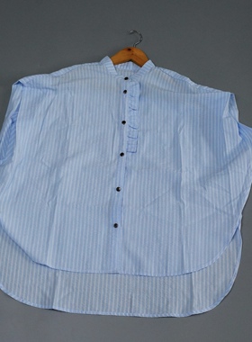 JCC studio日系棉纶混纺花边包袖淑女风条纹宽松衬衫ALB126L66-78