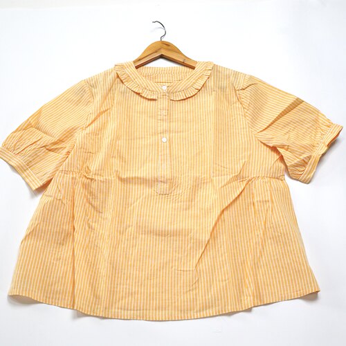 JCC studio日系棉麻花领条纹短袖衬衫B116L64