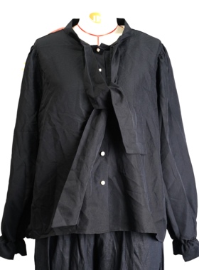 JCC STUDIO日系蝴蝶结系带宽松休闲衬衫女