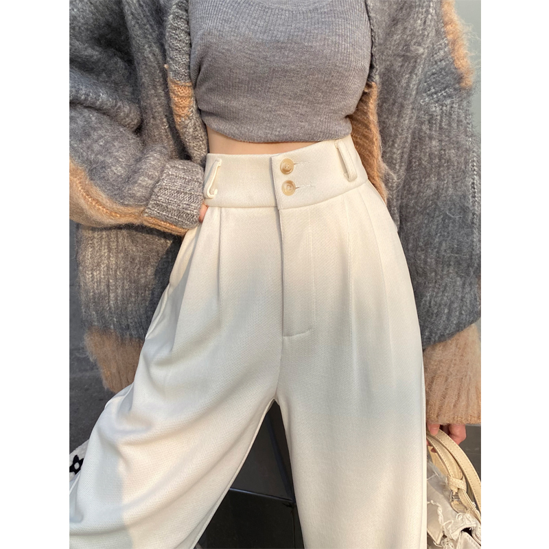 高腰寻笙记雪尼尔阔腿裤女秋冬