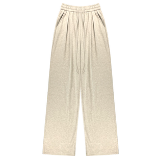 燕麦色阔腿裤女高腰秋冬休闲直筒裤加绒加厚软糯米裤垂顺云朵裤子