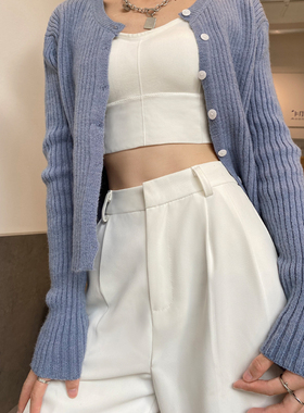 白色西装裤女2024早春秋新款高腰宽松垂感高级感休闲直筒阔腿裤子