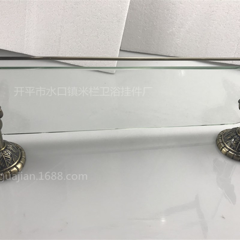 欧式雕花单层玻璃置物架  浴室化妆台 卫浴玻璃置物架 五金挂件