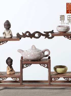 鸡翅木博古架红木木质文玩展示架办公家居工艺摆件黑鸡翅木工艺品