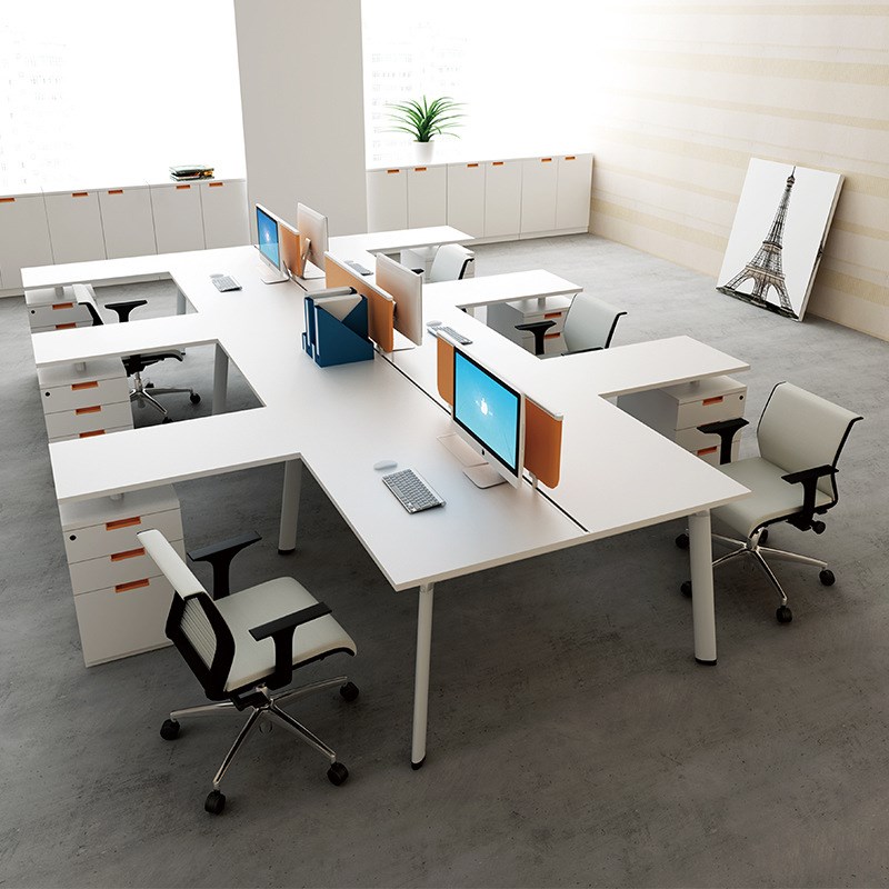 职员办公桌  简约时尚屏风隔断花型卡位侧柜组合  东莞办公家具