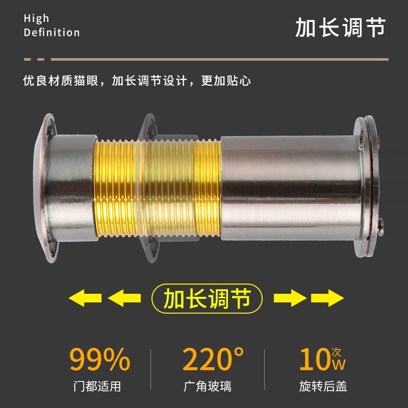防盗门猫眼门镜家用堵孔监控摄像头二合一门铃通用门上猫眼防盗器