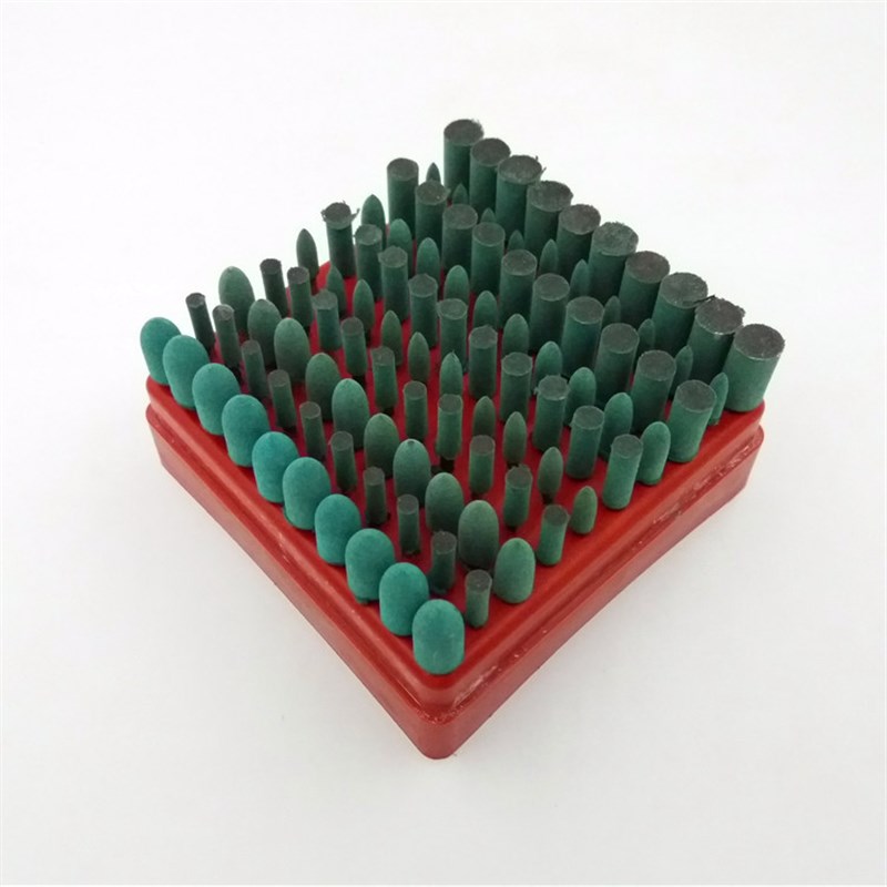 优质橡胶磨头 绿色橡胶打磨头 模具抛光磨头3.0柄什锦套装