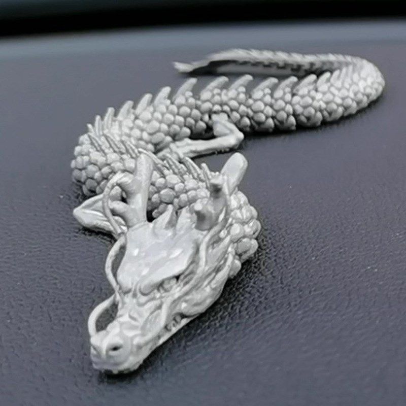 3d打印金属龙活动关节铰链龙铝合金电镀黄金色中国龙手办神龙模型