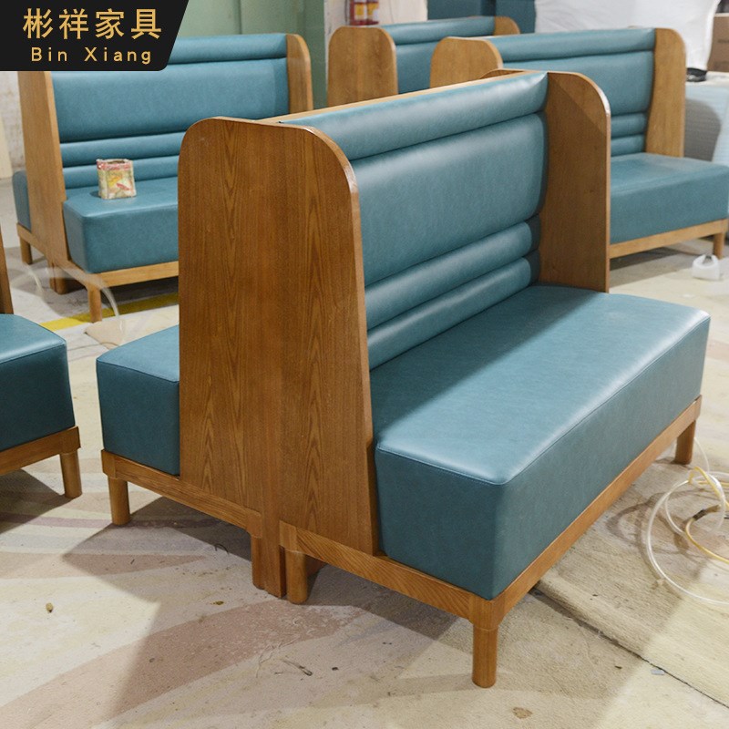 咖啡店卡座沙发凳简约甜品店奶茶店主题餐厅音乐餐吧实木软包卡座