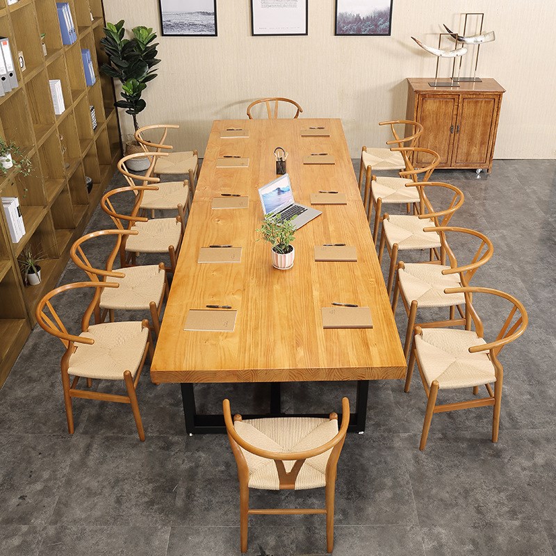 简约现代实木办公桌公司职员办公室大型会议桌家用书房书桌电脑桌