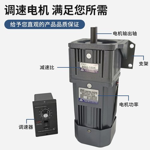 天力交流调速电机马达小型200W YN100纯铜生产线三相减速电机220V
