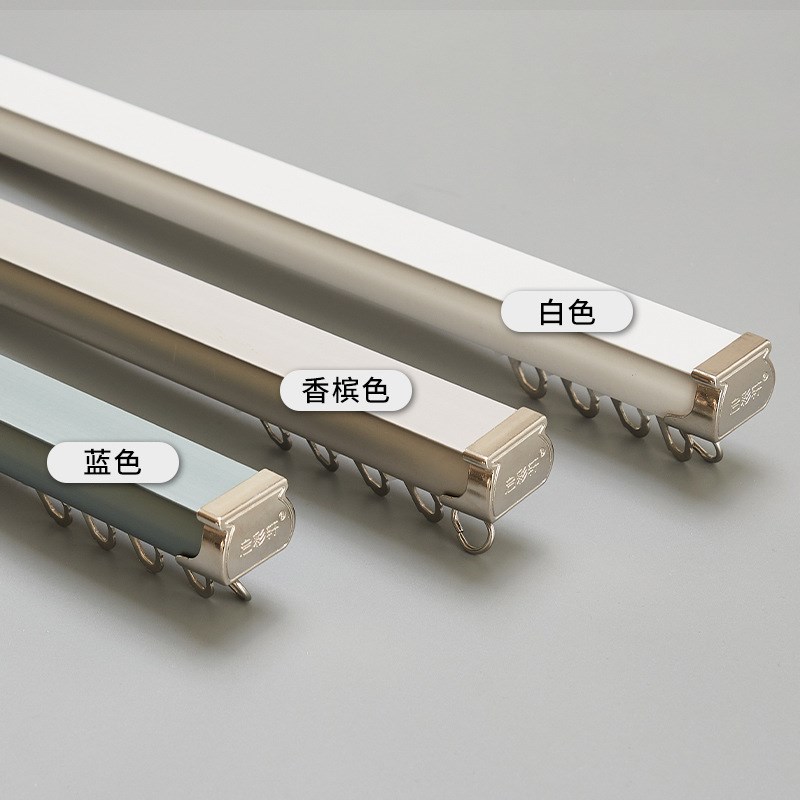 铝合金加厚静音窗帘轨道滑轮双轨道顶装侧装窗帘弯曲滑道滑轨导轨