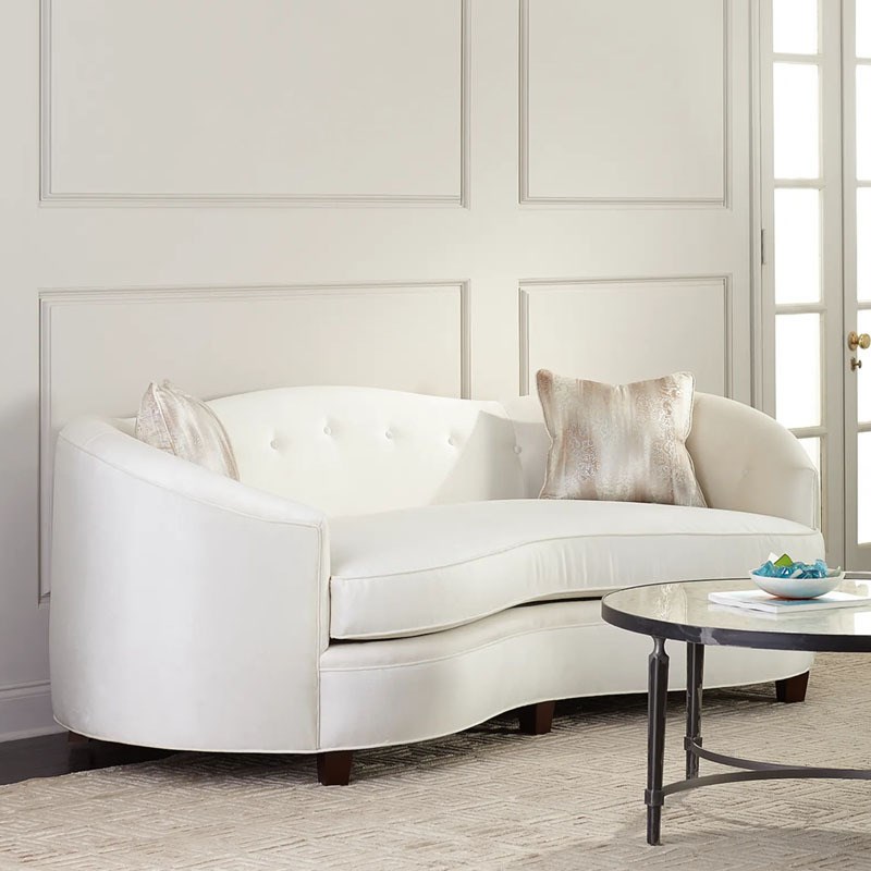 美式简约弧形沙发北欧现代实木布艺客厅小沙发法式轻奢小户型家具