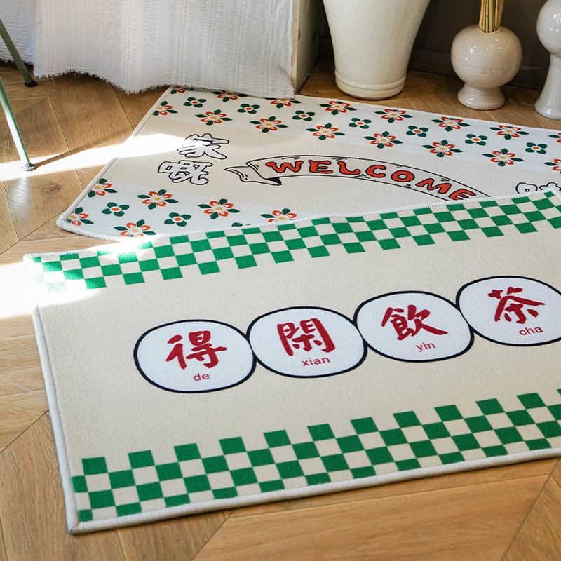 左咸敦道美式美食绒面卧室厨房客厅地垫卡通可爱地毯防滑垫家用