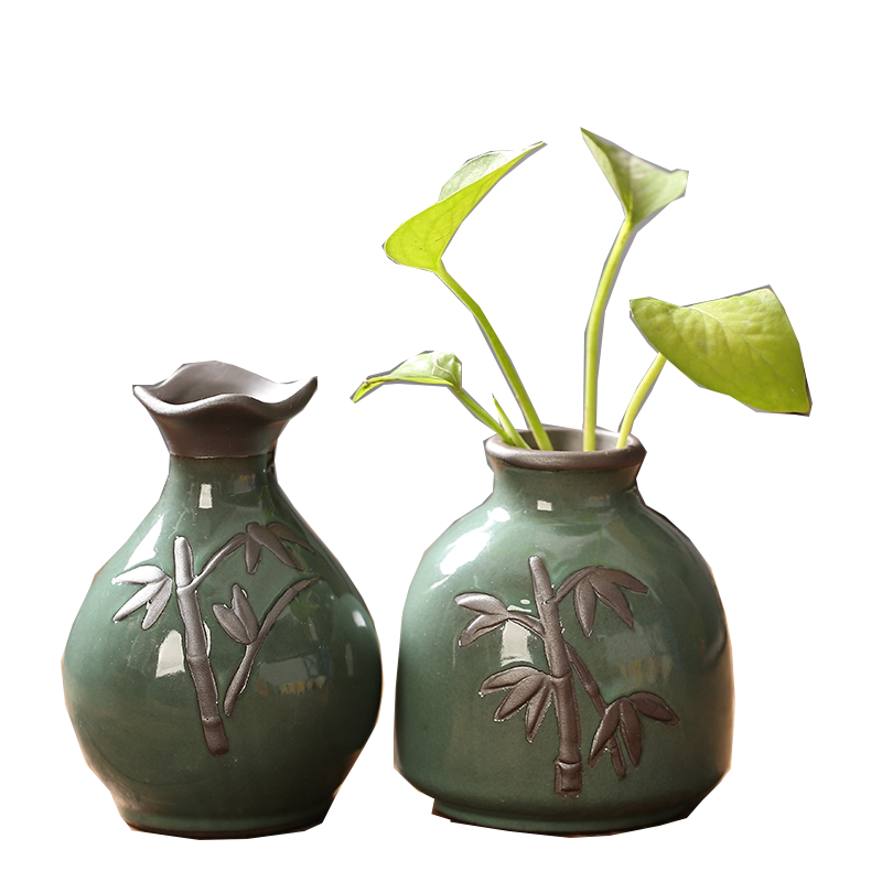 水养装饰摆件植物花器水培桌面插花花瓶陶哥窑瓷器皿小绿萝客厅