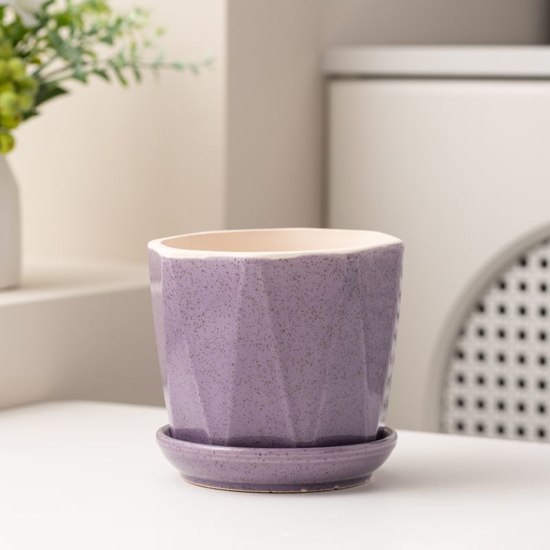 多肉花盆陶瓷带托盘创意装饰精美小盆个性简约造型ins风家用桌面