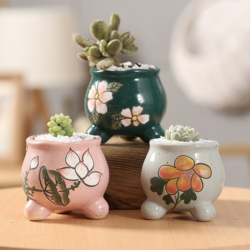 句号 小号手绘彩绘控型拇指盆多肉花盆肉肉盆器创意粗陶透气简约,鲜花速递/花卉仿真/绿植园艺,花盆,淘宝优惠券,粉丝福利购,淘宝优惠卷