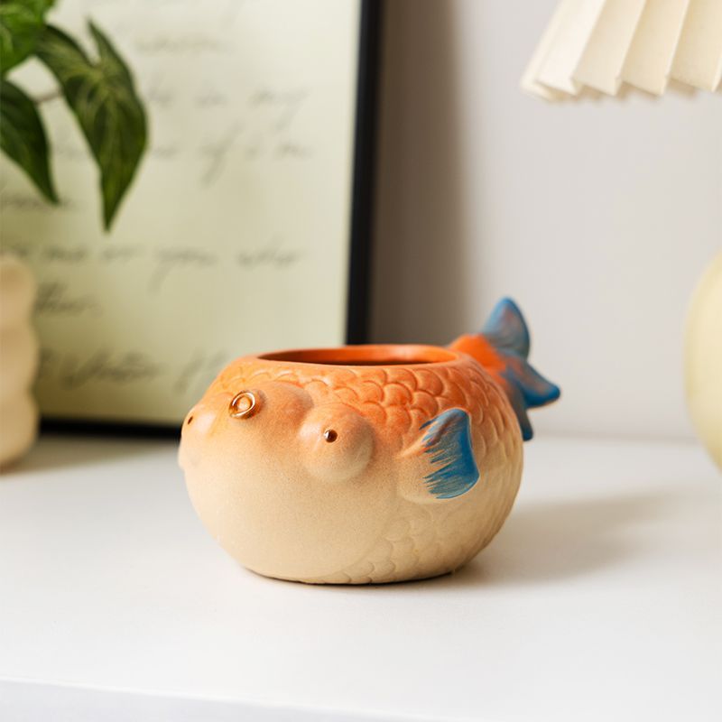 多肉花盆陶瓷创意卡通简约透气复古个性动物造型可爱手绘肉肉花盆