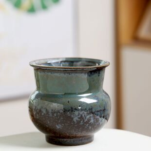 多肉花盆陶瓷高筒细高款窑变色简约创意个性粗陶透气桌面家用装饰