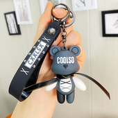 丝带礼物小熊可爱卡通精致潮酷男女情侣钥匙扣暴力熊汽车钥匙挂扣