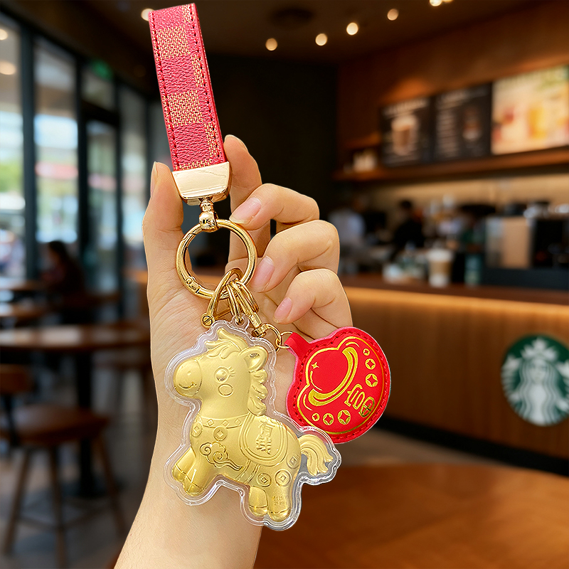 新款马上有钱暴富钥匙扣卡通生肖小马挂件商务送礼手机链饰品礼物