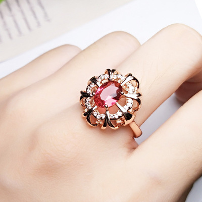 镂空花纹镶嵌活口戒指送生日礼物