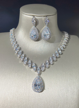 高定重工莫桑钻满钻首饰套装