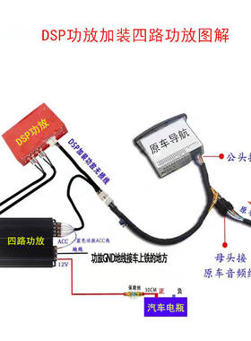 适用于车载通用DSP加装四路功放无损安装转接线日标线任意长度