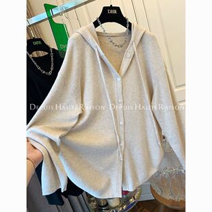 秋冬连帽胖m特大码300斤卫衣宽松遮肚上衣气质开衫加厚慵懒风外套