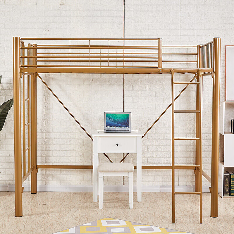 小户型宿舍铁床上铺床铁艺高架床楼阁公寓床上床下桌带桌床铁架|