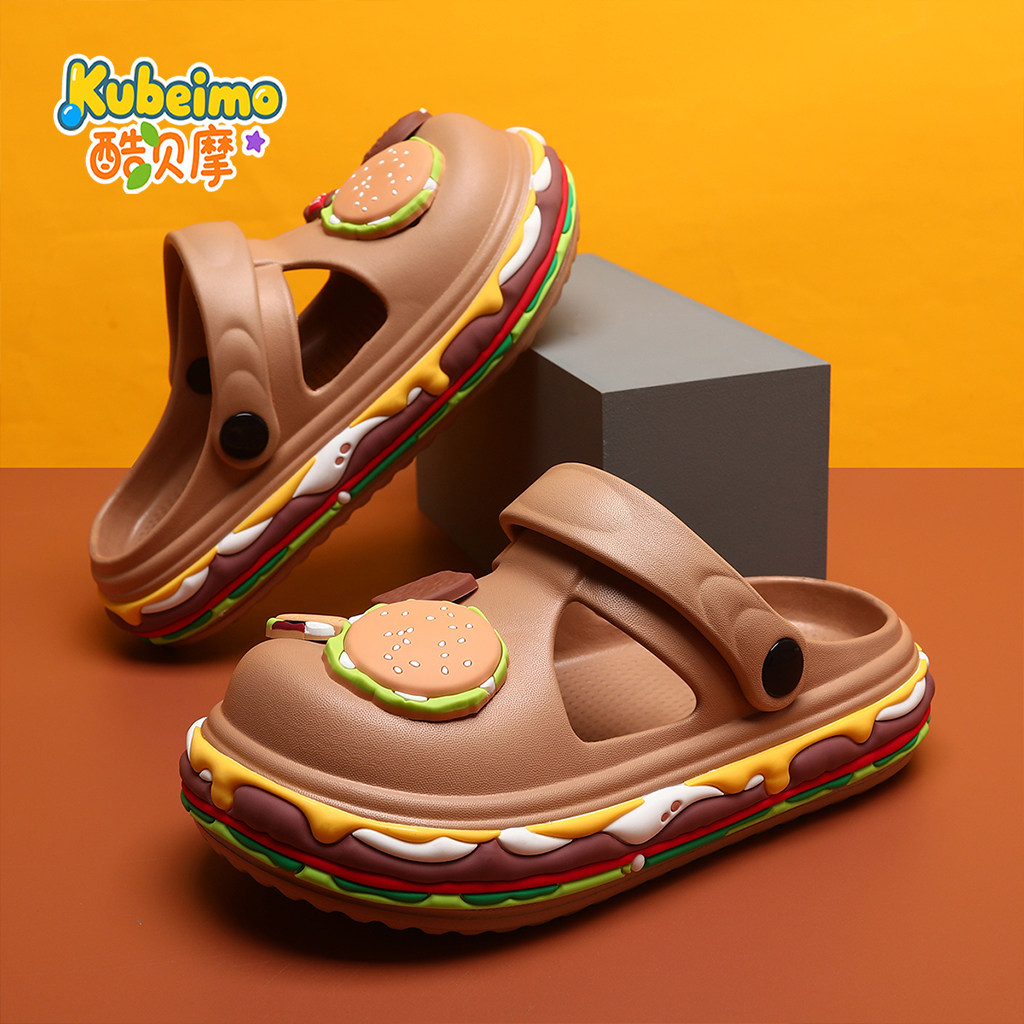 汉堡包儿童凉鞋男童洞洞鞋软底防滑夏季新款中大童女童沙滩拖鞋