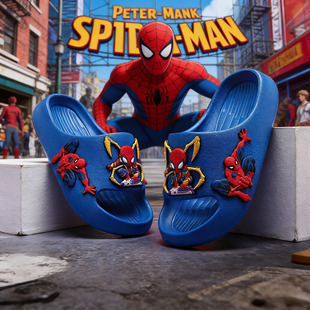卡通软底防滑中大童家居室内宝宝 夏季 蜘蛛侠儿童拖鞋 男童凉拖鞋