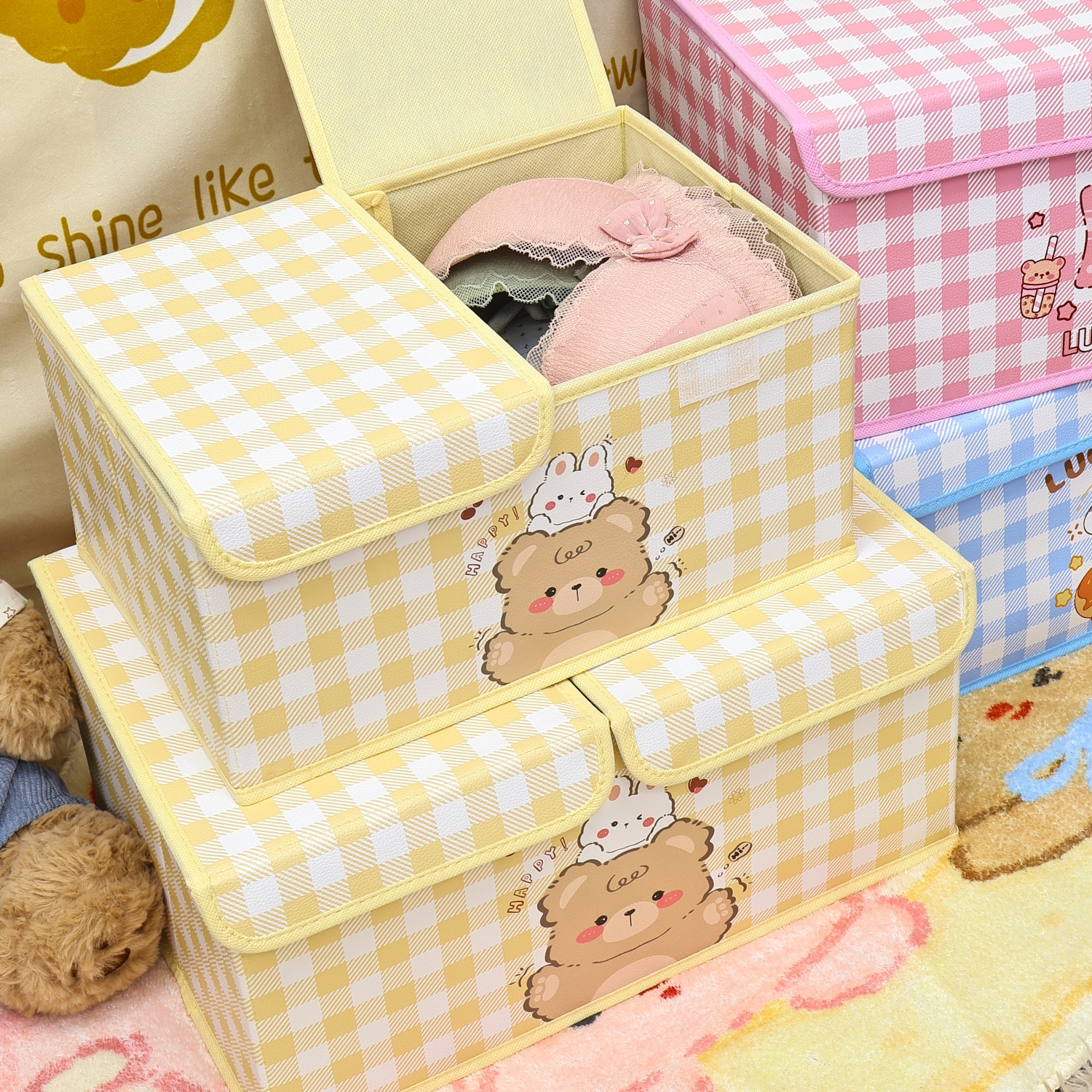 双盖分格内衣收纳盒可折叠水洗箱