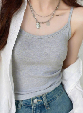 白灰色纯棉打底吊带小背心女内搭2026新款夏外穿遮副乳上衣无胸垫