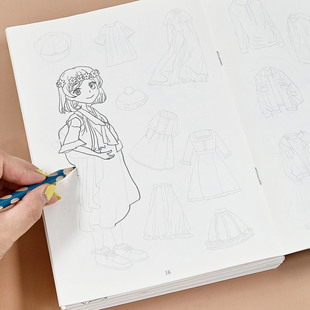 儿童描摹绘画本简笔画男女孩古风人物机甲漫画线稿临摹学画涂色本