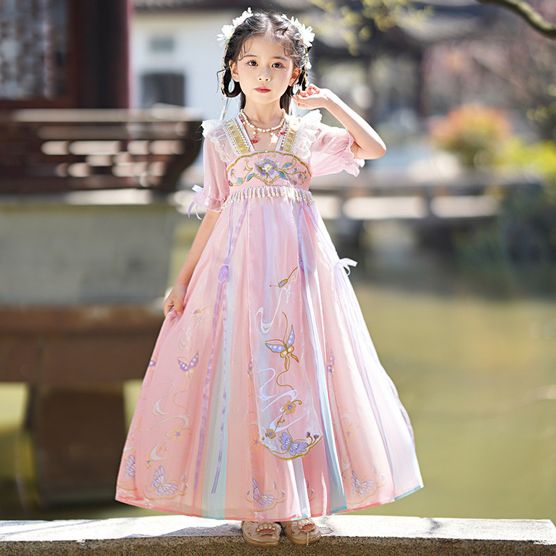 汉服女款儿童古风超仙唐装夏款2026新款女童夏季高端明制古装裙子图片