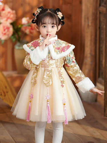 Демисезонное ханьфу для девочек, зимний детский пуховик