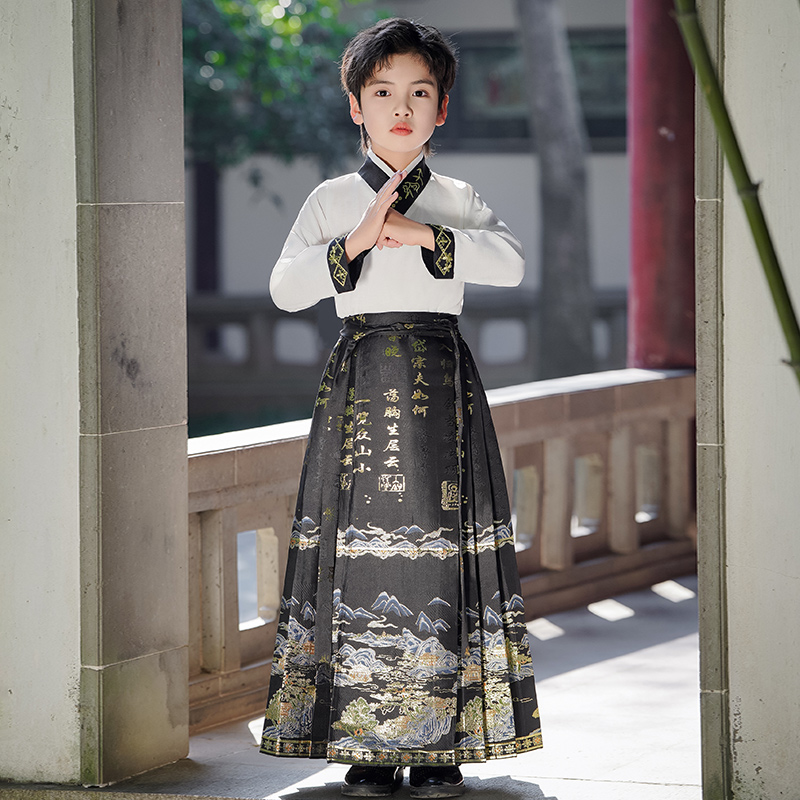 汉服男童马面裙套装夏2025新款儿童古装男孩国风古风男生唐装夏季
