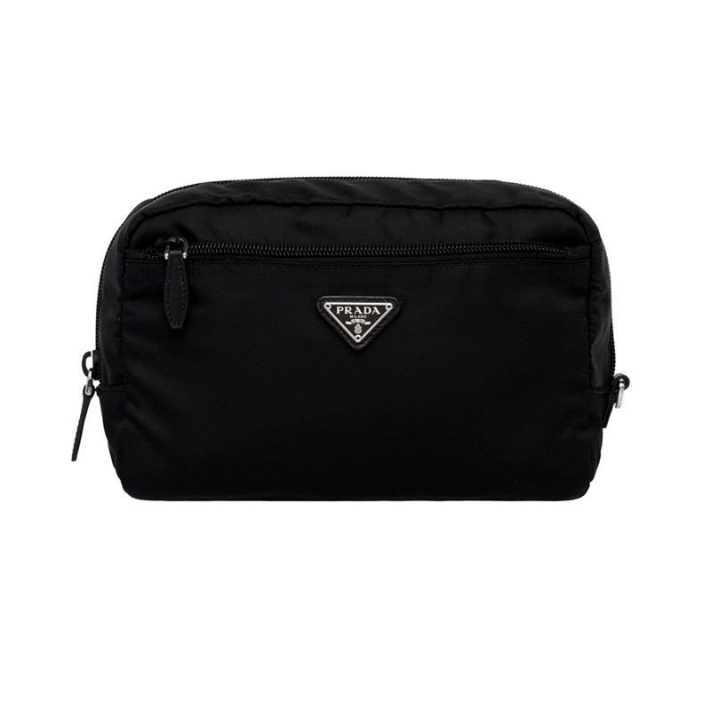 PRADA/普拉达 男女同款黑色织物洗漱包手拿包