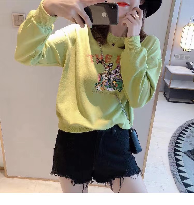 特价2023秋季新款港味韩版米奇卡通图案纯棉宽松显瘦套头长袖卫衣