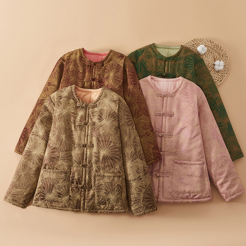 新中式对襟盘扣棉花棉袄外套