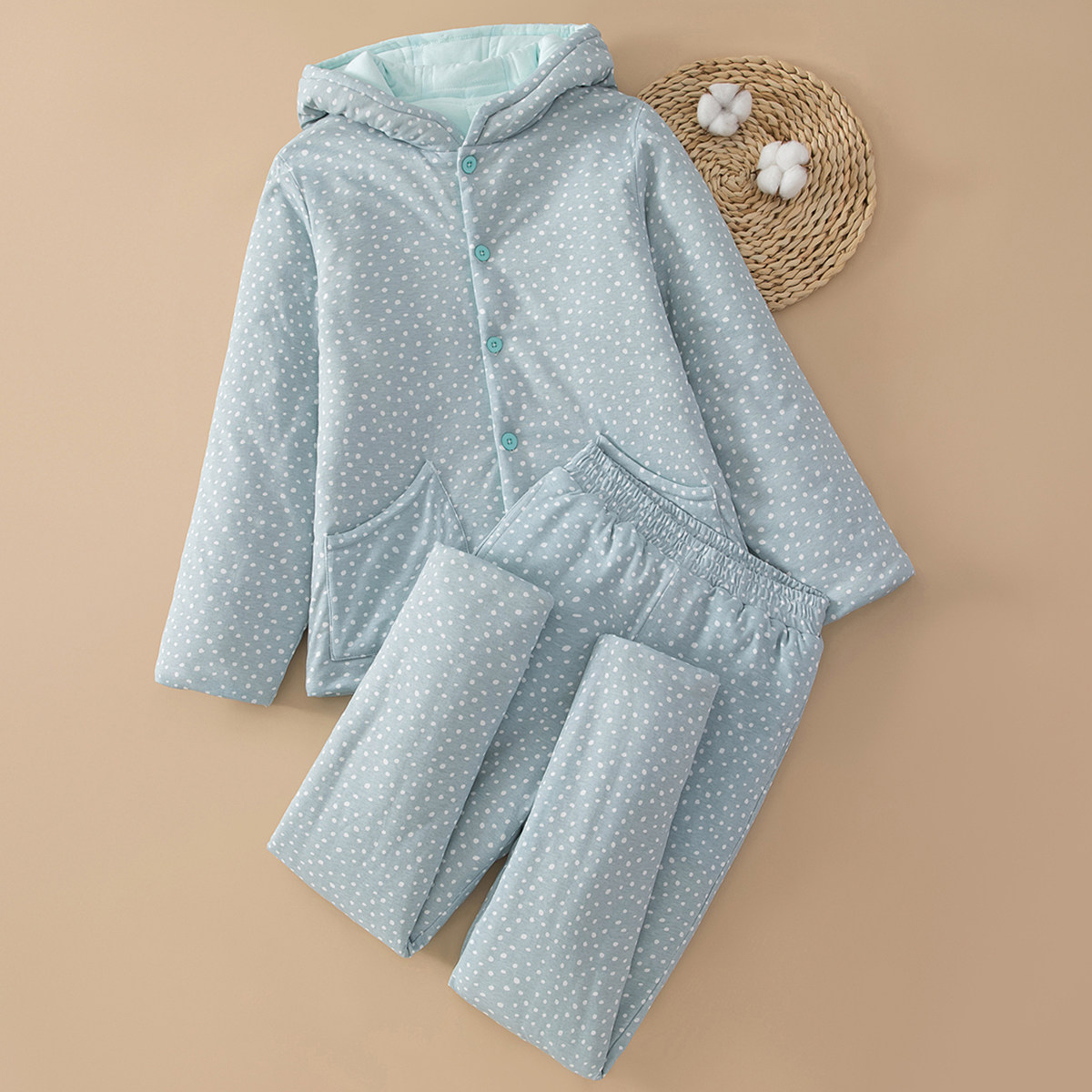 女士纯棉花棉衣微弹棉袄棉裤套装加厚保暖针织纯棉内穿家居服外套