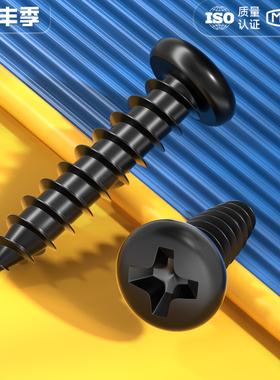 PA铁黑锌发黑色加硬十字盘头自攻小螺丝电子圆头螺钉M1M2M3M4mm