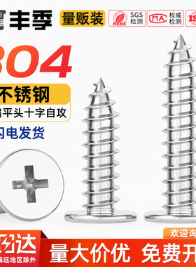 304不锈钢CA扁平头自攻螺丝钉大薄头子平头尖尾沉十字MM2M3M4M5M6