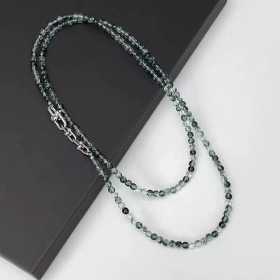 天然绿幽灵水晶长款项链女款双层锁骨链85cm事业/情绪能量水晶
