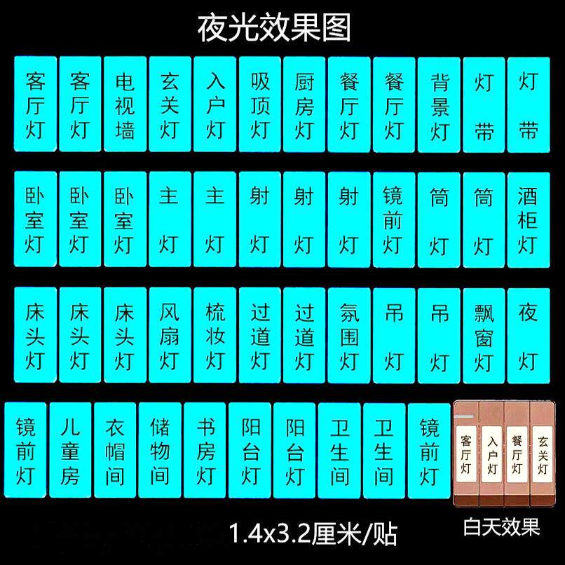 家用灯开关标识贴夜光开关贴标签指示面板保护套自粘开关装饰贴纸图片