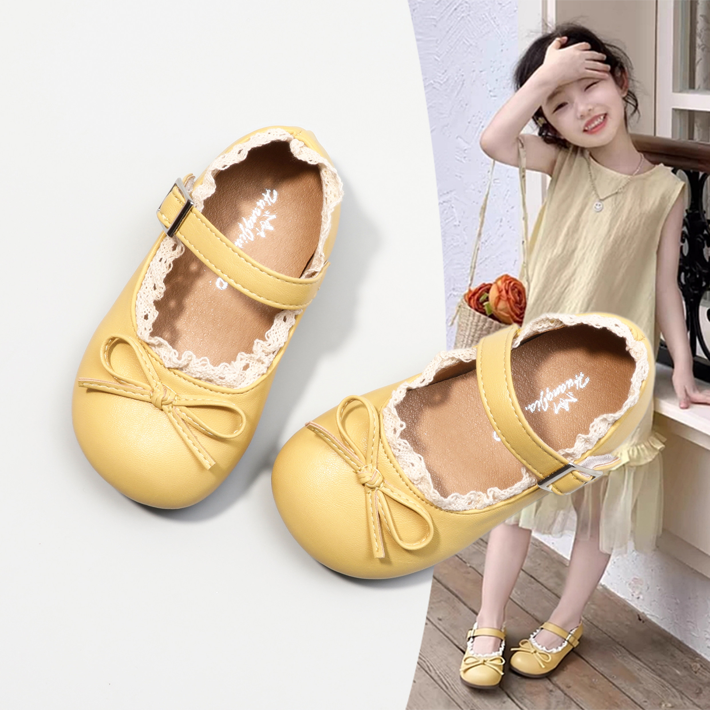 2025秋新款女童蕾丝蝴蝶结小皮鞋软底防滑透气单鞋仙女风开学鞋子,童鞋/婴儿鞋/亲子鞋,皮鞋,淘宝优惠券,粉丝福利购,淘宝优惠卷